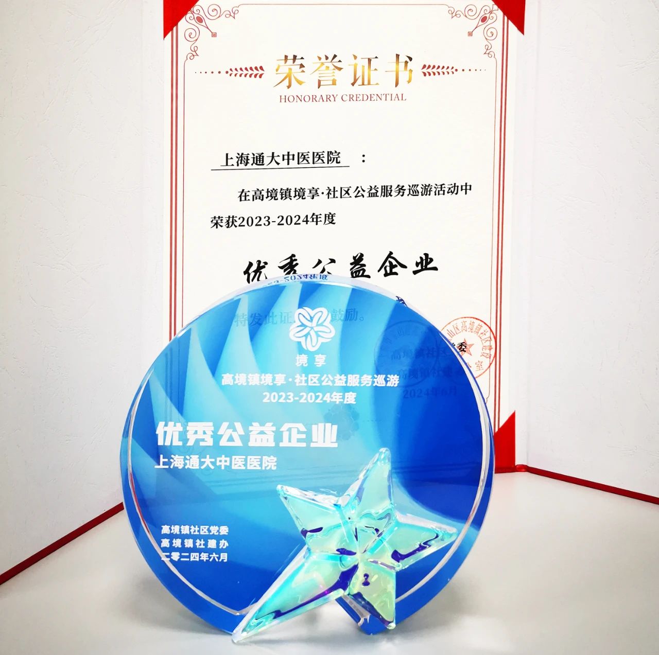大爱无疆，医心向善 | 通大中医院获“优秀公益企业”荣誉称号(图1)
